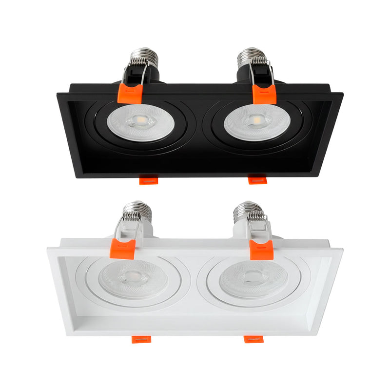Spot Luminária de Teto Retangular Embutir Loyo p/ LED 2xPAR20 Nordecor ST3235-Nordecor-Starlumen