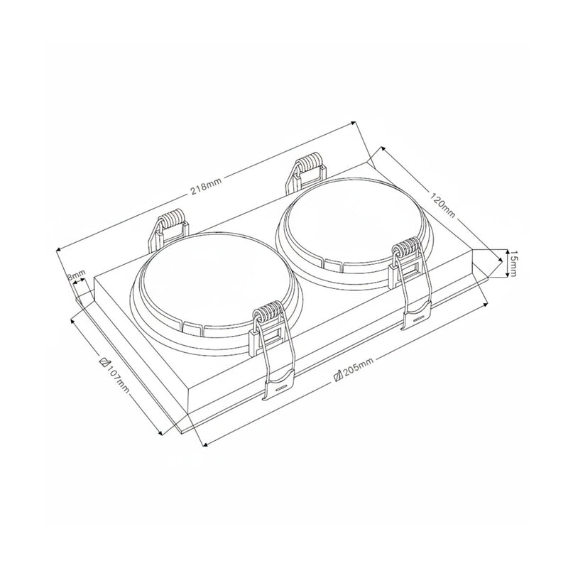 Spot Luminária de Teto Retangular Embutir Loyo p/ LED 2xPAR20 Nordecor ST3235-Nordecor-Starlumen