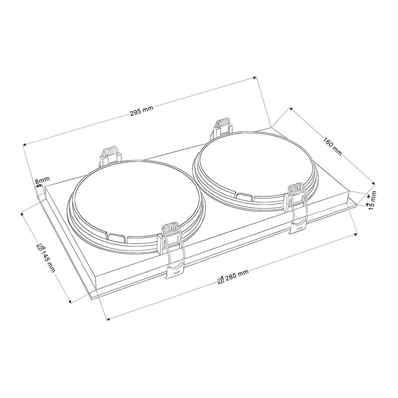 Spot Luminária Teto Retangular Embutir Loyo p/ 2xAR111 Nordecor ST3235