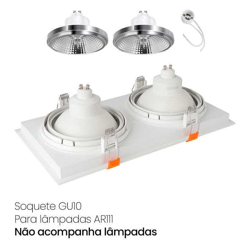 Spot Luminária Teto Retangular Embutir Loyo p/ 2xAR111 Nordecor ST3235