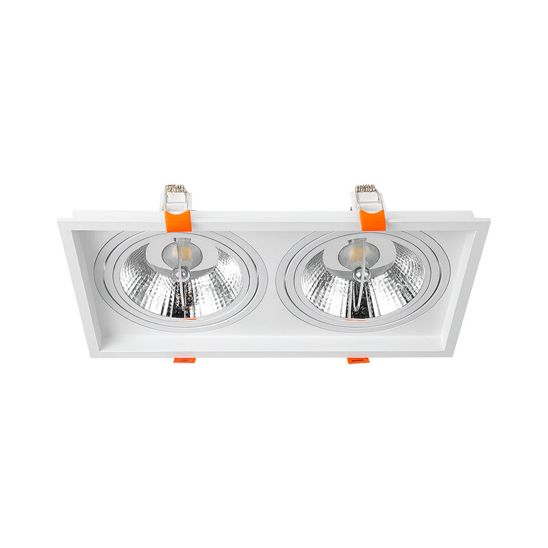 Spot Luminária Teto Retangular Embutir Loyo p/ 2xAR111 Nordecor ST3235