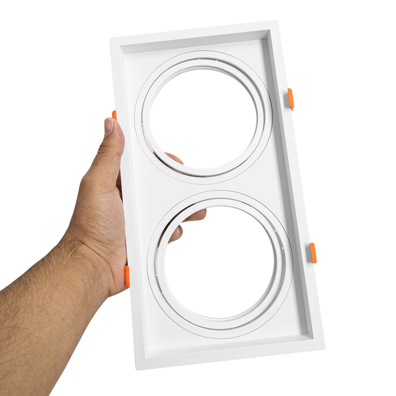 Spot Luminária Teto Retangular Embutir Loyo p/ 2xAR111 Nordecor ST3235