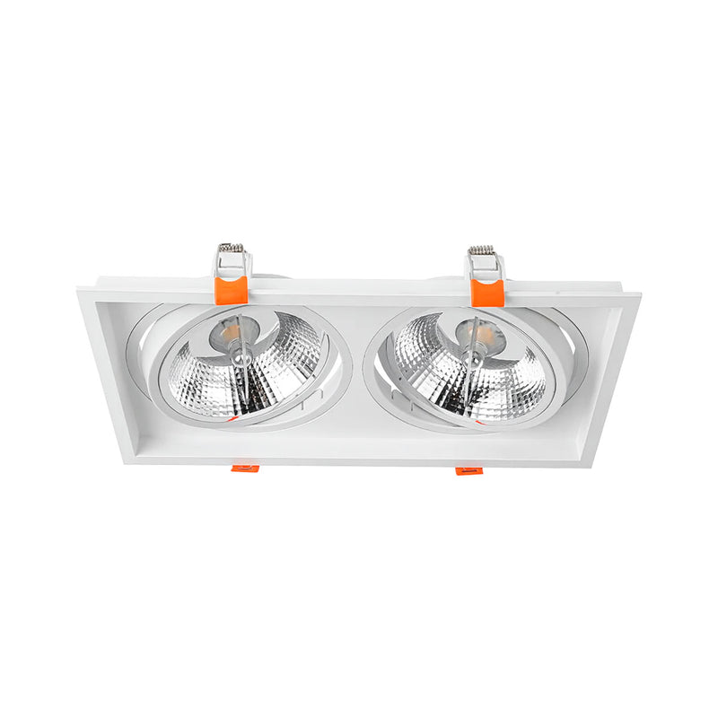 Spot Luminária Teto Retangular Embutir Loyo p/ 2xAR111 Nordecor ST3235