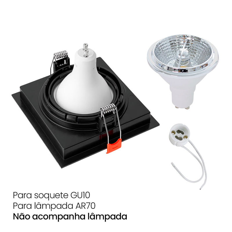 Spot Luminária de Teto Quadrado Embutir Loyo p/ LED AR70 Nordecor ST3235-Nordecor-Starlumen
