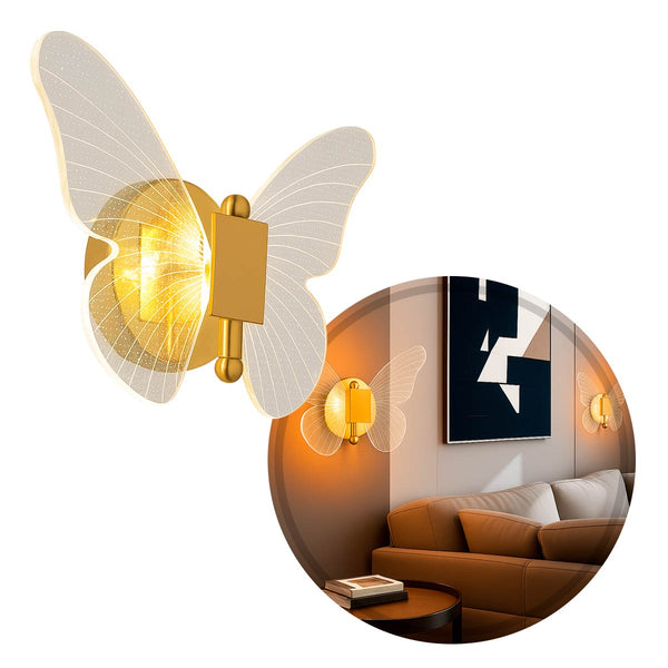 Arandela de Parede LED Borboleta Dourada Decorativa Infantil 6W Luz Quente ST3099