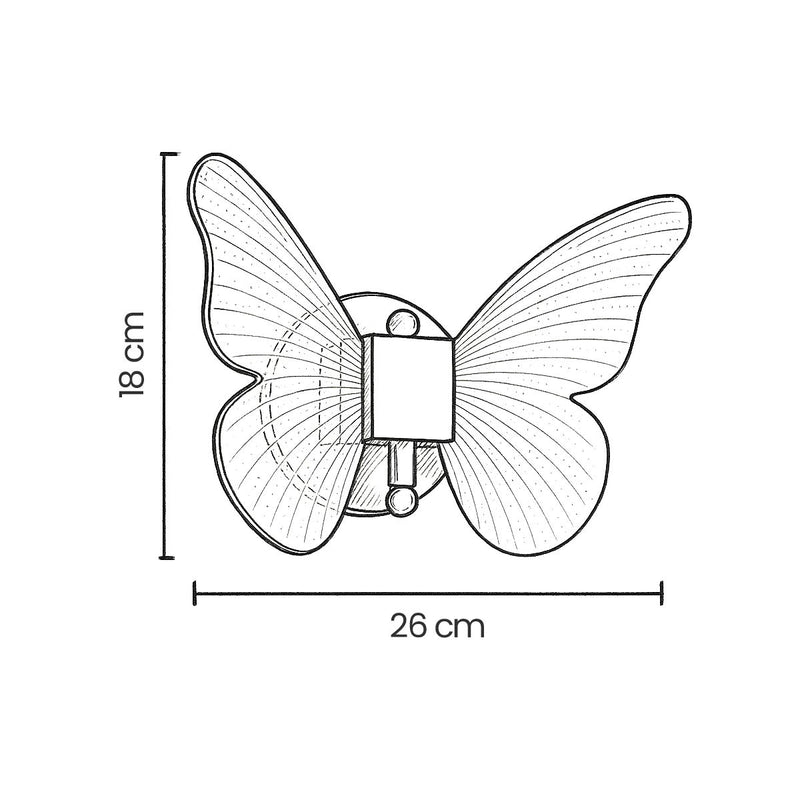 Arandela de Parede LED Borboleta Dourada Decorativa Infantil 6W Luz Quente ST3099