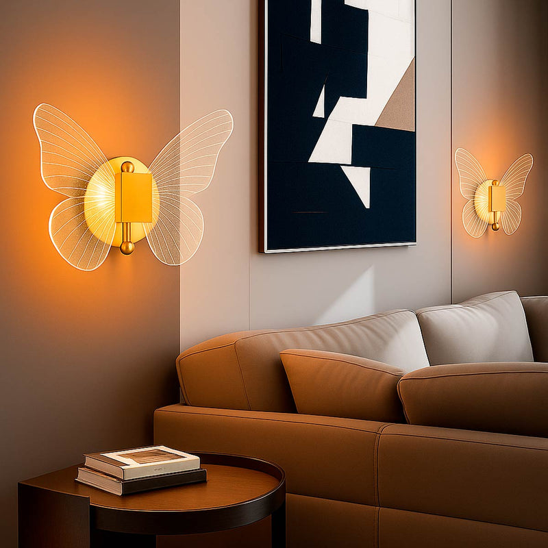Arandela de Parede LED Borboleta Dourada Decorativa Infantil 6W Luz Quente ST3099
