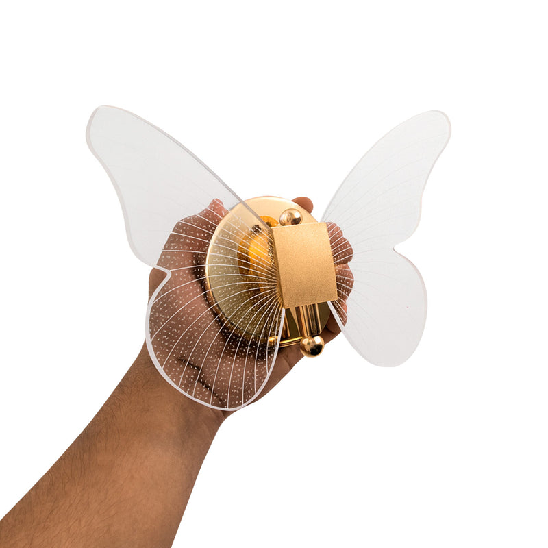 Arandela de Parede LED Borboleta Dourada Decorativa Infantil 6W Luz Quente ST3099