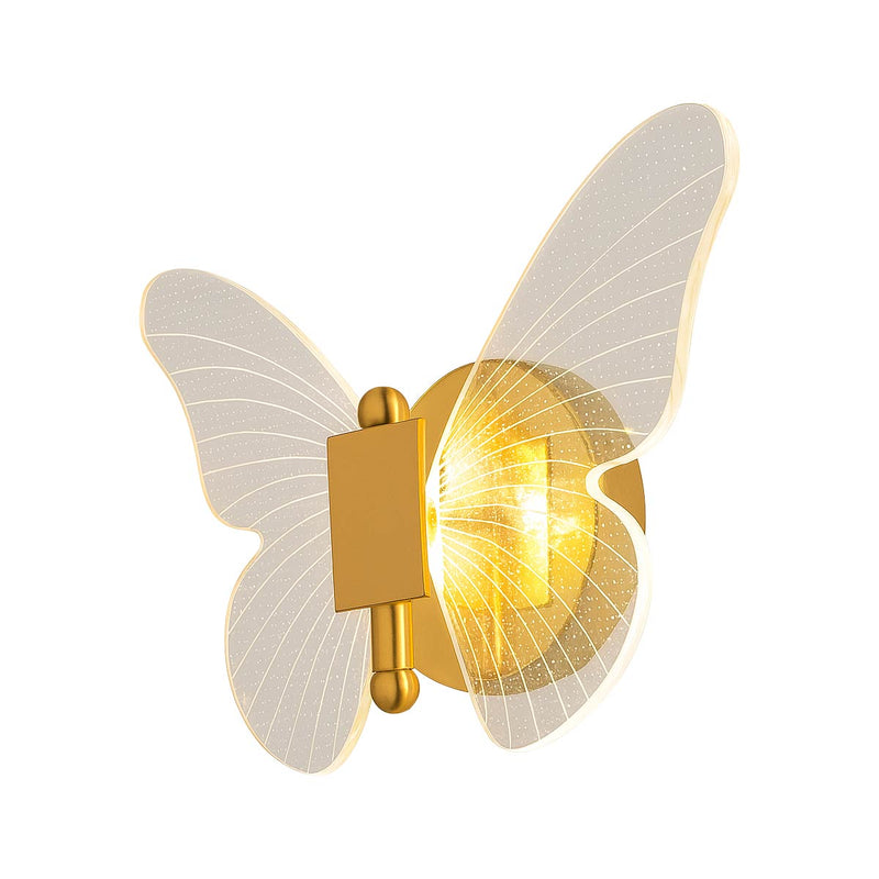 Arandela de Parede LED Borboleta Dourada Decorativa Infantil 6W Luz Quente ST3099