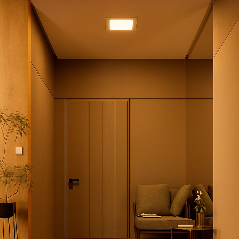 Painel Plafon LED Recuado Embutir KAIS 17,6x17,6 12W Luz Quente Nordecor ST3145-Branco