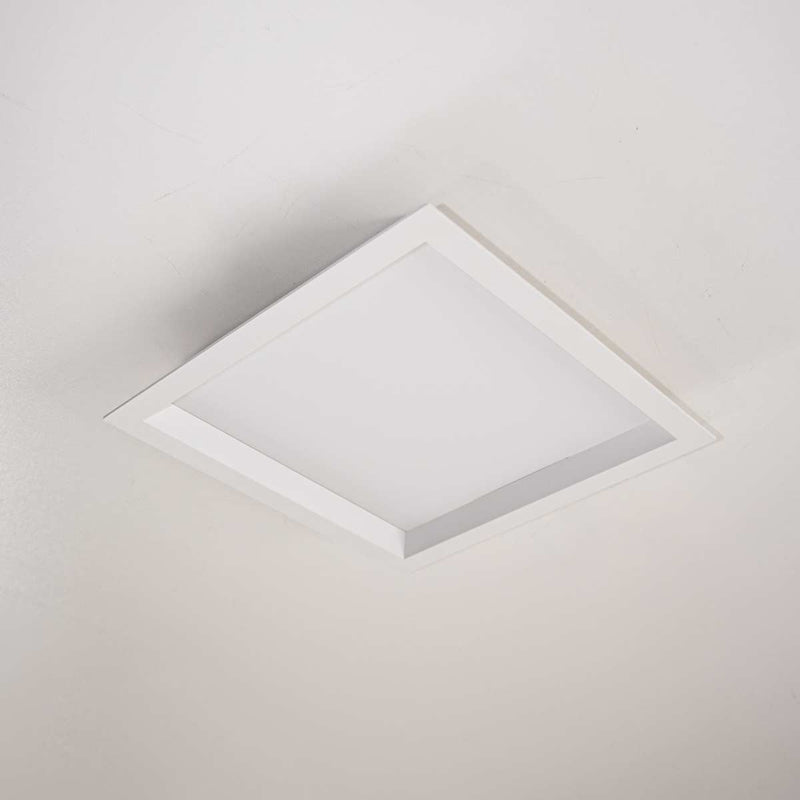 Painel Plafon LED Recuado Embutir KAIS 17,6x17,6 12W Luz Quente Nordecor ST3145-Branco