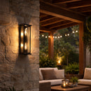 Arandela Retrô Preta 50cm 3 Vidros Reflecta p/ 2xE27 Parede Muro Externa ST3169