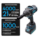 Parafusadeira Chave de Impacto sem Fio 1000NM 21V Saider SA0006 + 2 Baterias