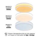 Plafon LED Redondo de Sobrepor 16W 3 Cores 2000lm 36cm Branco Tualux Santorini ST3284