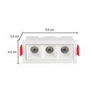 Spot Triplo Downlight LED Embutir Evon 3 Focos 6W 3000K IRC90 DL-7322 Astraled ST3295