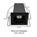 Spot LED 2W Embutir DotLight 15° Luz Quente 3000K Luminatti ST3281- Preto