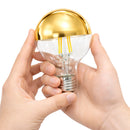 Lâmpada LED Filamento Balloon G125 4W Dourada Espelhada Luz Âmbar Retrô Vintage Defletora ST1466