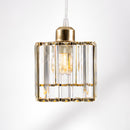 Pendente de Cristal Quadrado Dourado E27 2m Moderno P/ Quarto Cinderella ST3304