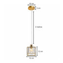 Pendente de Cristal Quadrado Dourado E27 2m Moderno P/ Quarto Cinderella ST3304