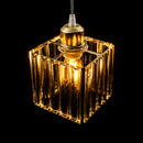 Pendente de Cristal Quadrado Dourado E27 2m Moderno P/ Quarto Cinderella ST3304