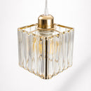 Pendente de Cristal Quadrado Dourado E27 2m Moderno P/ Quarto Cinderella ST3304