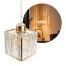 Pendente de Cristal Quadrado Dourado E27 2m Moderno P/ Quarto Cinderella ST3304