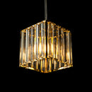 Pendente de Cristal Quadrado Dourado E27 2m Moderno P/ Quarto Cinderella ST3304
