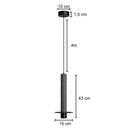 Pendente Lustre Janssen Preto Aço Cabo 4m LED MR16 3000K 1100lm Cilindro Pix ZS33 ST3308