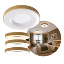 Plafon LED Redondo Sobrepor Tamar Madeira 36W 3 Cores 50cm Luminaria p/ Quarto Sala ST3310