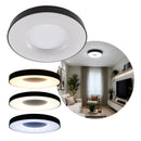 Plafon LED Redondo Sobrepor Tamar Preto 36W 3 Cores 50cm Luminaria p/ Quarto Sala ST3310