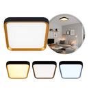 Plafon LED Sobrepor Toronto Preto C/ Dourado Quadrado 40x40cm 36W Multicor IRC80 Hevvy ST3110