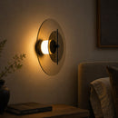 Arandela Aurora LED 6W 2700K Fumê Preta Luminaria Parede Decorativa Bella Ø32cm ST3313