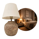 Abajur Pot Cinza Cerâmica 34cm 1xE27 Luminaria de Mesa p/ Quarto Sala Bella S/ Cúpula ST3314