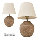 Abajur Pot Cinza Cerâmica 34cm 1xE27 Luminaria de Mesa p/ Quarto Sala Bella S/ Cúpula ST3314