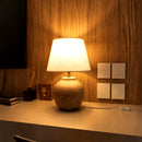 Abajur Pot Cinza Cerâmica 34cm 1xE27 Luminaria de Mesa p/ Quarto Sala Bella S/ Cúpula ST3314