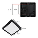 Painel Plafon LED de Sobrepor Backstage Quadrado 12W 3000K Luz Amarela Preto Lumanti 16x16 ST3316