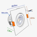 Spot LED Embutir Quadrado 9W Branco Quente 3000K Branco Orientável Bivolt Opus 87555 ECO ST3322