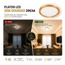 Plafon Chass LED de Sobrepor 30W 2400lm Multicolor Redondo 39cm Dourado ID499 ST3328