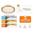 Plafon Chass LED de Sobrepor 30W 2400lm Multicolor Redondo 39cm Dourado ID499 ST3328