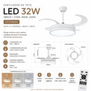 Ventilador de Teto c/ Luminária LED 32W 50CM 3 Cores de Luz + Controle Branco DCF08014 ST3329