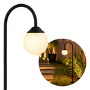 Poste Balizador Curvo p/ Jardim de Chão 90cm Alumínio Preto Globo Leitoso 1xG9 Externo ST3334