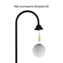 Poste Balizador Curvo p/ Jardim de Chão 90cm Alumínio Preto Globo Leitoso 1xG9 Externo ST3334