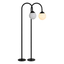 Poste Balizador Curvo p/ Jardim de Chão 90cm Alumínio Preto Globo Leitoso 1xG9 Externo ST3334