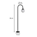Poste Balizador Curvo p/ Jardim de Chão 90cm Alumínio Preto Globo Leitoso 1xG9 Externo ST3334