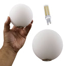 Poste Balizador Curvo p/ Jardim de Chão 90cm Alumínio Preto Globo Leitoso 1xG9 Externo ST3334