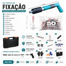 Kit Completo Pistola Fixadora Manual para Concreto, Aço, Alvenaria, Madeira e Drywall  C/ 50 Pinos e Acessórios ME9233+ME100