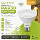 Lâmpada LED PAR30 9,9W 3000K Luz Branca Quente E27 Bivolt 36° Lumanti ST1982