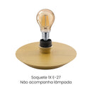 Abajur Ninho Madeira Castanho Claro Cúpula Linho Cru 1XE27 Bivolt 3511CT/83 Madelustre ST3345