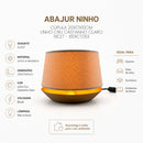 Abajur Ninho Madeira Castanho Claro Cúpula Linho Cru 1XE27 Bivolt 3511CT/83 Madelustre ST3345