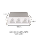 Spot Triplo de Embutir Soul 3 Focos 6W 3000K Branco 37486 Opus ST3050
